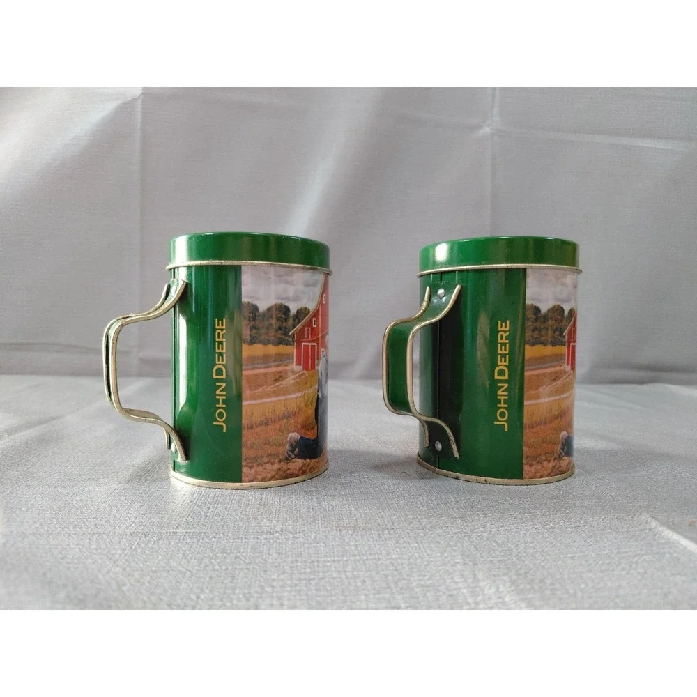 Vtg John Deere Tin Metal Salt & Pepper Shakers‎ Collectible Pint Sized Shadow
